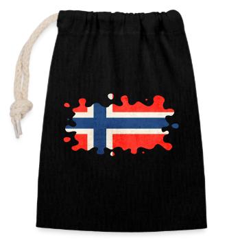 Norwegen Norwegen Flagge Skandinavien Norden Tor Viking - Verschließbarer Geschenkbeutel aus Baumwolle (14x20cm) - Schwarz - Vorne