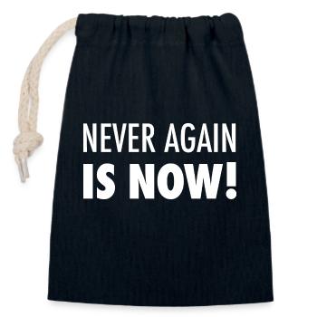 Never again is now - Nie wieder ist jetzt - Verschließbarer Geschenkbeutel aus Baumwolle (14x20cm) - Navy - Vorne