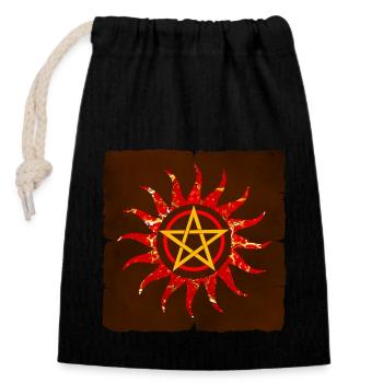 pentagramm in sonne e 232 - Verschließbarer Geschenkbeutel aus Baumwolle (14x20cm) - Schwarz - Vorne