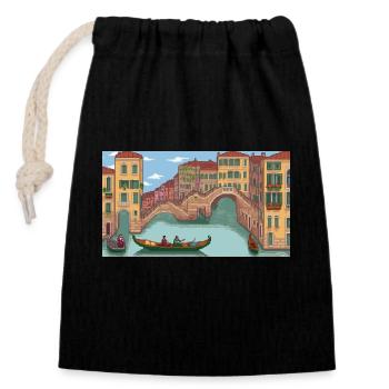 Venedig, Italien - Pixel Art - Verschließbarer Geschenkbeutel aus Baumwolle (14x20cm) - Schwarz - Vorne
