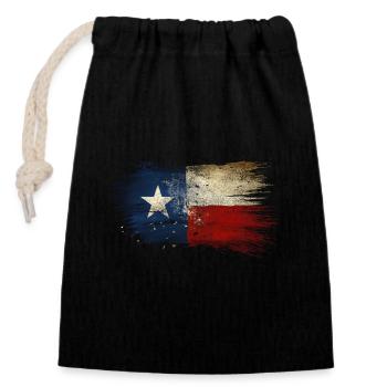 Grunge Texas flag - Closable cotton gift bag (14x20cm) - black - Front