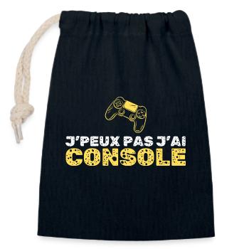 je peux pas console - Sac cadeau en coton avec cordon (14 x 20 cm) - bleu marine - Devant