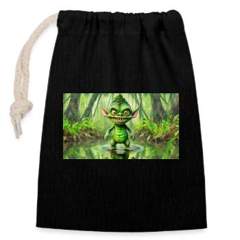 goblin - young cute little monsters - Closable cotton gift bag (14x20cm) - black - Front
