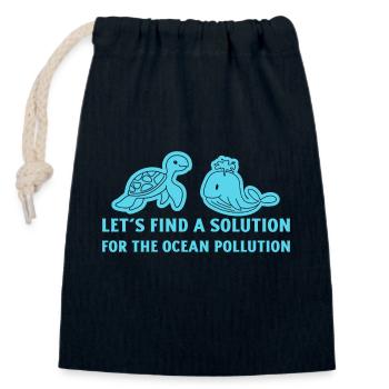 Marine Conservation - Closable cotton gift bag (14x20cm) - navy - Front