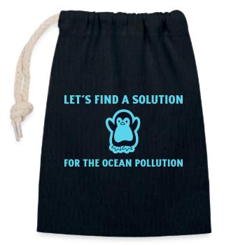 Marine Conservation - Closable cotton gift bag (14x20cm) - navy - Front