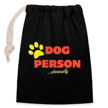 Chien Personne - Sac cadeau en coton avec cordon (14 x 20 cm) - noir - Devant