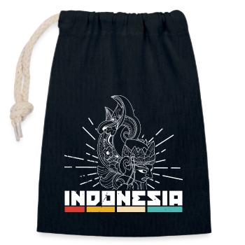 Indonesien Reise Bali Wayang Kulit Schatten - Verschließbarer Geschenkbeutel aus Baumwolle (14x20cm) - Navy - Vorne