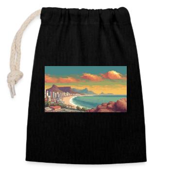 Cape Town, South Africa - Pixel Art - Closable cotton gift bag (14x20cm) - black - Front