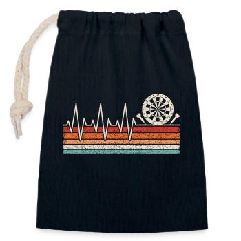 Battements de cœur du joueur de fléchettes - Sac cadeau en coton avec cordon (14 x 20 cm) - bleu marine - Devant