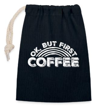 Aber zuerst Kaffee lustig süchtig Koffeinliebhaber - Verschließbarer Geschenkbeutel aus Baumwolle (14x20cm) - Navy - Vorne