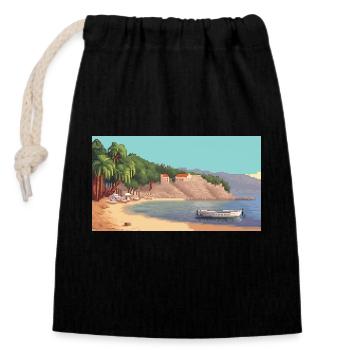 Zlatni Rat, Croatia - Pixel Art - Closable cotton gift bag (14x20cm) - black - Front