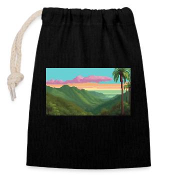 El Yunque National Forest, Puerto Rico, Pixelart - Closable cotton gift bag (14x20cm) - black - Front