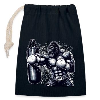 Boxender Gorilla - Verschließbarer Geschenkbeutel aus Baumwolle (14x20cm) - Navy - Vorne