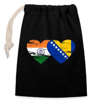 India Bosnia Flag Heart Used - Closable cotton gift bag (14x20cm) - black - Front