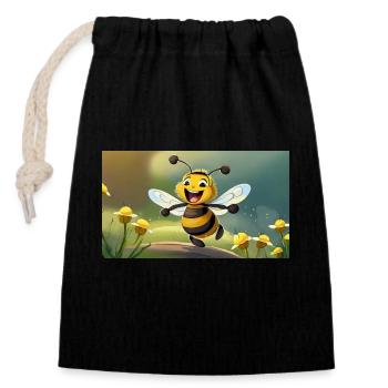 Pun ambiguous expression – HapBee (Happy Bee) - Closable cotton gift bag (14x20cm) - black - Front