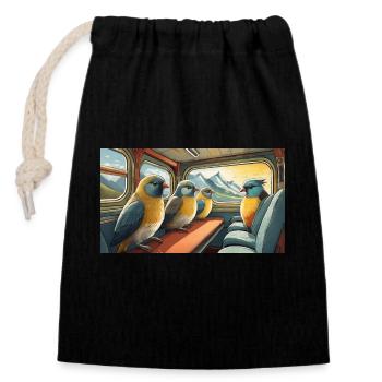 Jeu de mots expression ambiguë Oiseaux migrateurs de Zugvögel - Sac cadeau en coton avec cordon (14 x 20 cm) - noir - Devant