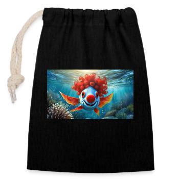 Pun ambiguous german expression - Clownfisch - Closable cotton gift bag (14x20cm) - black - Front