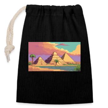 Giza, Egypt - Pixel Art - Closable cotton gift bag (14x20cm) - black - Front