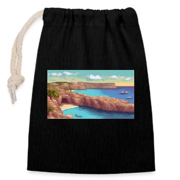 Insel Comino, Malta - Pixel Art - Verschließbarer Geschenkbeutel aus Baumwolle (14x20cm) - Schwarz - Vorne