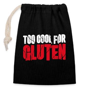 Too Cool For Gluten - Lustiges Zöliakie Design - Verschließbarer Geschenkbeutel aus Baumwolle (14x20cm) - Schwarz - Vorne