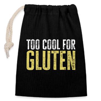 Too Cool For Gluten - Lustiges Zöliakie Design - Verschließbarer Geschenkbeutel aus Baumwolle (14x20cm) - Schwarz - Vorne