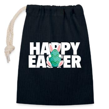 Joyeuse Pâques / Happy Easter - Sac cadeau en coton avec cordon (14 x 20 cm) - bleu marine - Devant