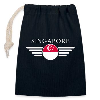 Singapur Stil Design T-Shirt - Verschließbarer Geschenkbeutel aus Baumwolle (14x20cm) - Navy - Vorne