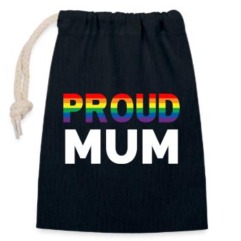 Proud Mum Rainbow - Closable cotton gift bag (14x20cm) - navy - Front
