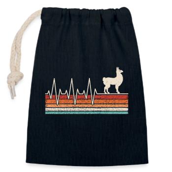 Llama heartbeat - Closable cotton gift bag (14x20cm) - navy - Front