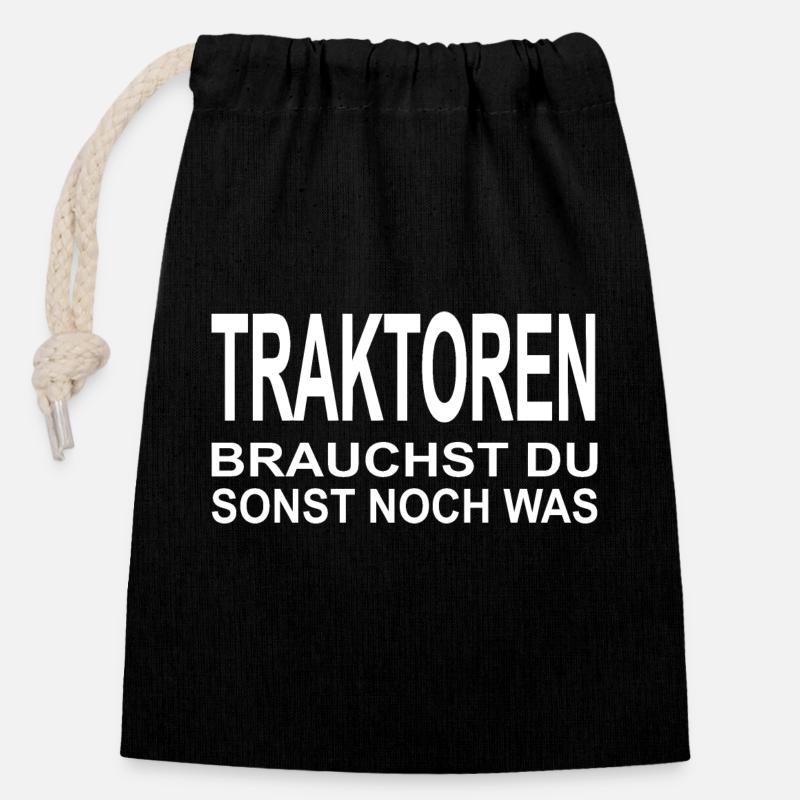 Traktor - Verschließbarer Geschenkbeutel aus Baumwolle (14x20cm) - Schwarz
