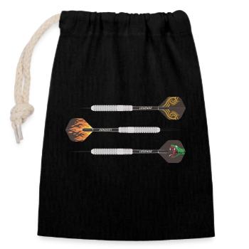 Cool gift for darts fans - Closable cotton gift bag (14x20cm) - black - Front