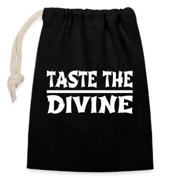 citation exploration de saveurs diverses saveurs plaisir - Sac cadeau en coton avec cordon (14 x 20 cm) - noir - Devant