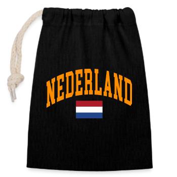 Netherlands Holland - Closable cotton gift bag (14x20cm) - black - Front