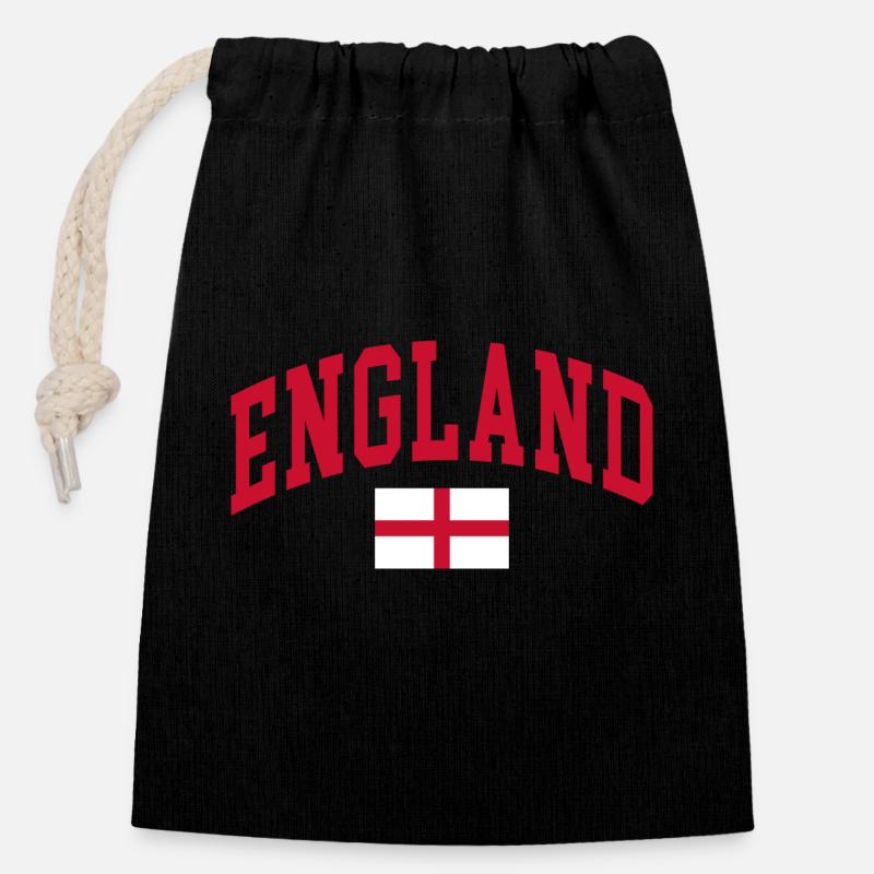 England - Verschließbarer Geschenkbeutel aus Baumwolle (14x20cm) - Schwarz