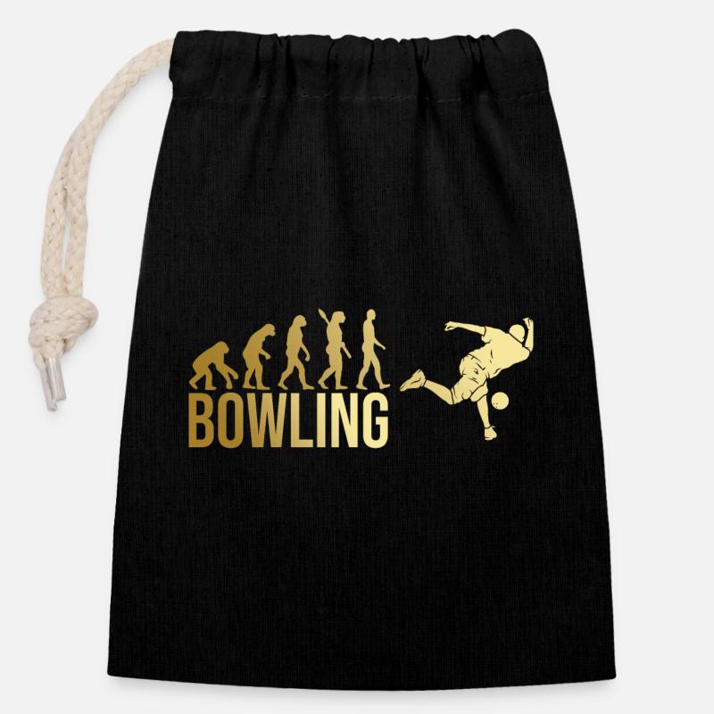 Evolution Bowling - Verschließbarer Geschenkbeutel aus Baumwolle (14x20cm) - Schwarz
