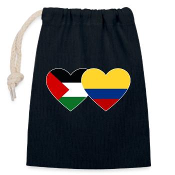 Palestine Colombia Flag Heart - Closable cotton gift bag (14x20cm) - navy - Front