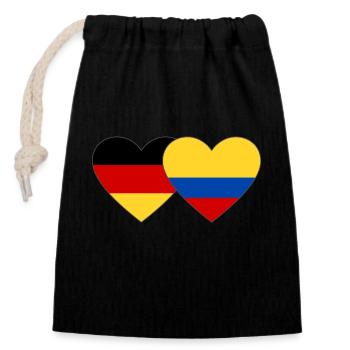 Germany Colombia Flag Heart - Closable cotton gift bag (14x20cm) - black - Front