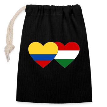 Colombia Hungary Flag Heart - Closable cotton gift bag (14x20cm) - black - Front