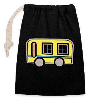 Caravane Camping-car Camping Retro des années 80 - Sac cadeau en coton avec cordon (14 x 20 cm) - noir - Devant