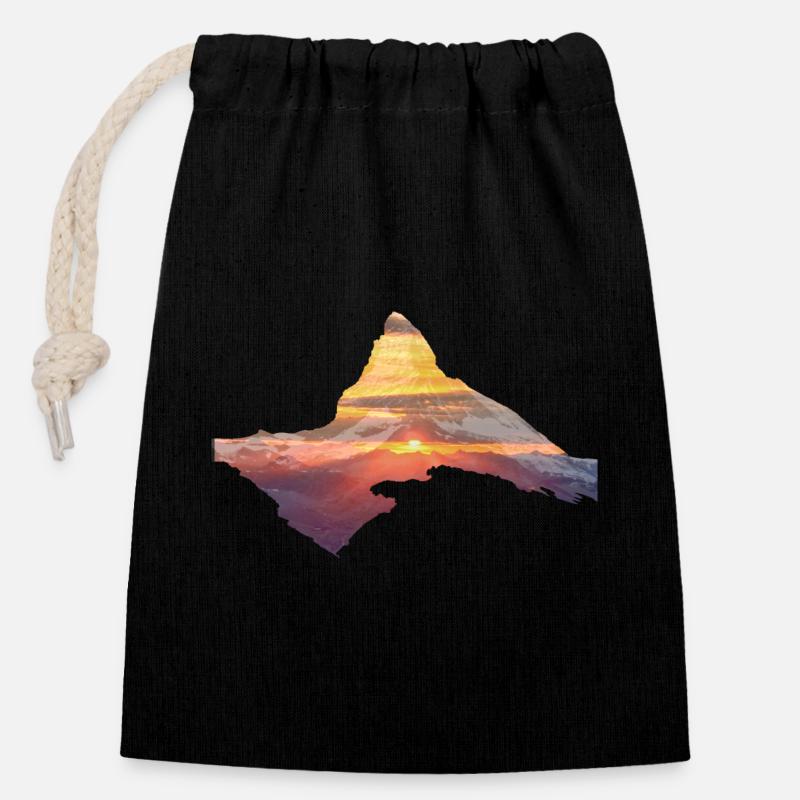 CervinLever du soleil - Sac cadeau en coton avec cordon (14 x 20 cm) - noir