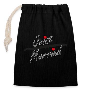 Juist Married Insel - Verschließbarer Geschenkbeutel aus Baumwolle (14x20cm) - Schwarz - Vorne
