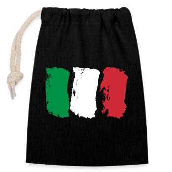 Drapeau de l’Italie - Vintage - Sac cadeau en coton avec cordon (14 x 20 cm) - noir - Devant