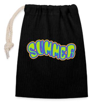 Summer - sun - holiday - good mood - Closable cotton gift bag (14x20cm) - black - Front