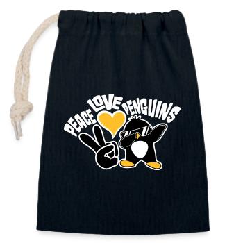 Liebe Frieden Pinguine Lustiger Tupfer Cooler Pinguin Dabben - Verschließbarer Geschenkbeutel aus Baumwolle (14x20cm) - Navy - Vorne