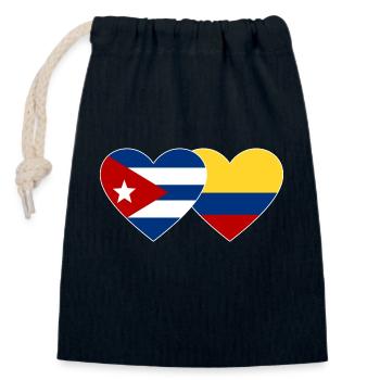 Cuba Colombia Flag Heart - Closable cotton gift bag (14x20cm) - navy - Front