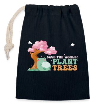Sauvez le monde, plantez des arbres - Cute Frog - Arbor - Sac cadeau en coton avec cordon (14 x 20 cm) - bleu marine - Devant