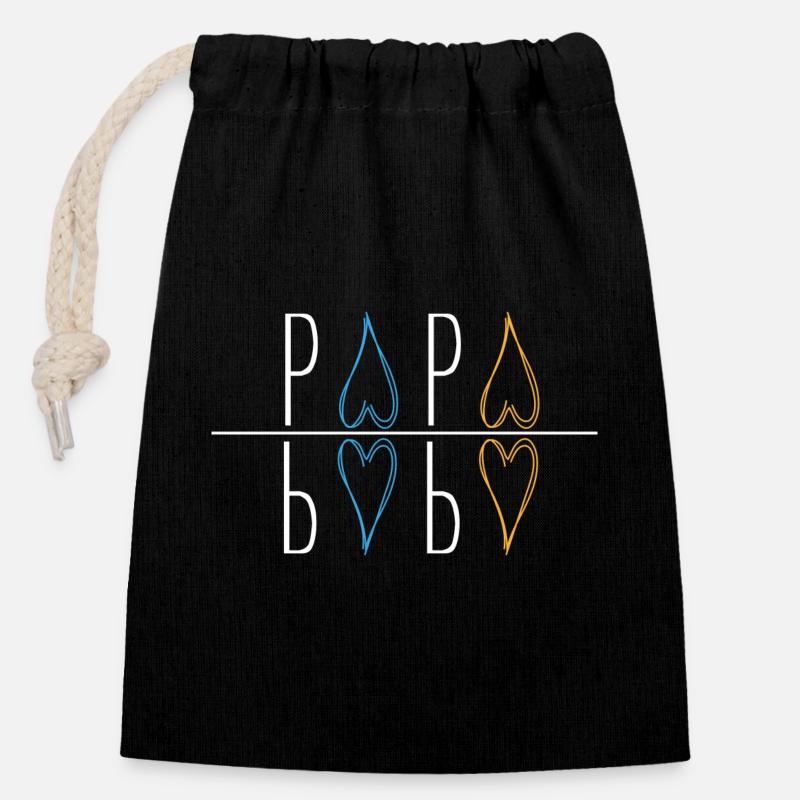Papa - Sac cadeau en coton avec cordon (14 x 20 cm) - noir