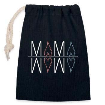 Maman - Sac cadeau en coton avec cordon (14 x 20 cm) - bleu marine - Devant
