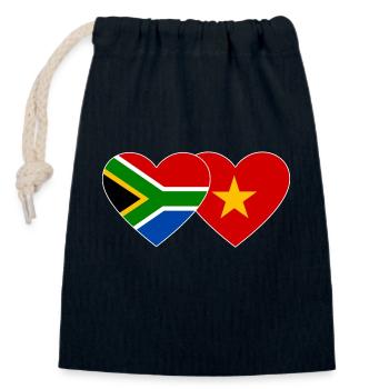 Afrique du Sud Vietnam Drapeau Coeur - Sac cadeau en coton avec cordon (14 x 20 cm) - bleu marine - Devant