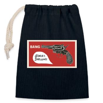 Bang. Sorry darling! - Closable cotton gift bag (14x20cm) - navy - Front